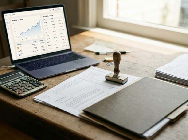 Herkomst van cryptovermogen aantonen met Paucitas: portfolio en transactieoverzicht naast elkaar voor bank, notaris of fiscus